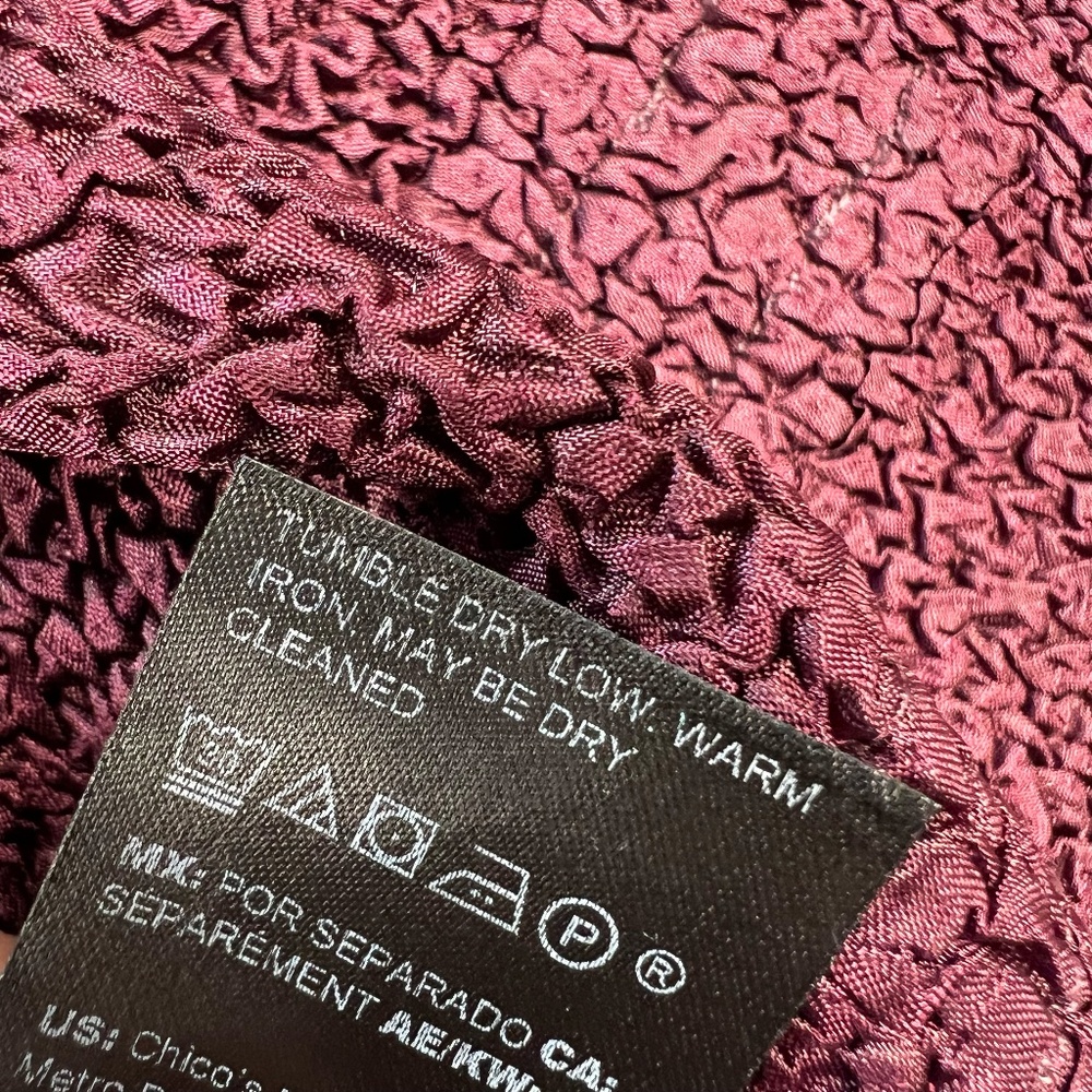Chicos Travelers Open Cardigan Jacket Plum Burgundy Women 12-14 L Lagenlook Fall - Picture 14 of 14